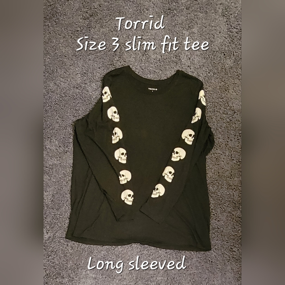 Torrid 3x Black slim fit long sleeve tee